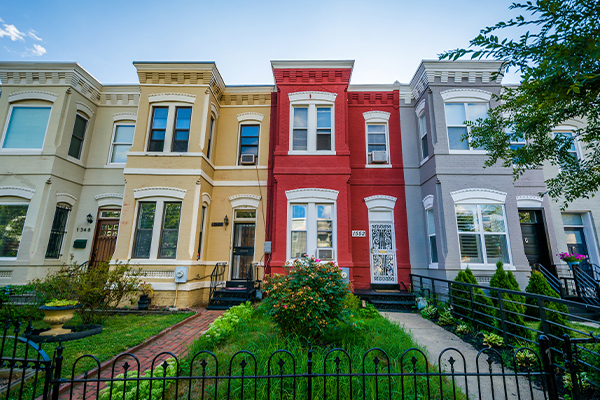 historic colorful town houses