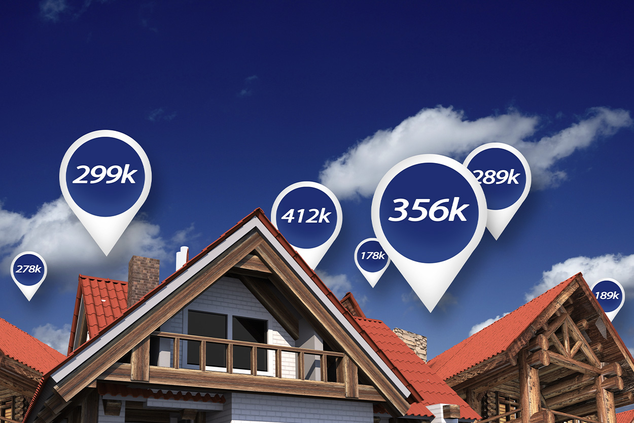 Houses with price bubbles in sky