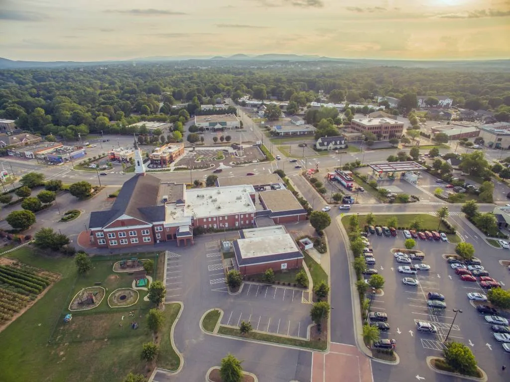 An aerial view of Hickory, NC