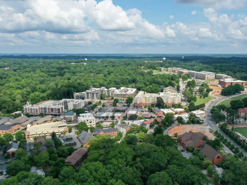 An aerial view of Clemson, SC